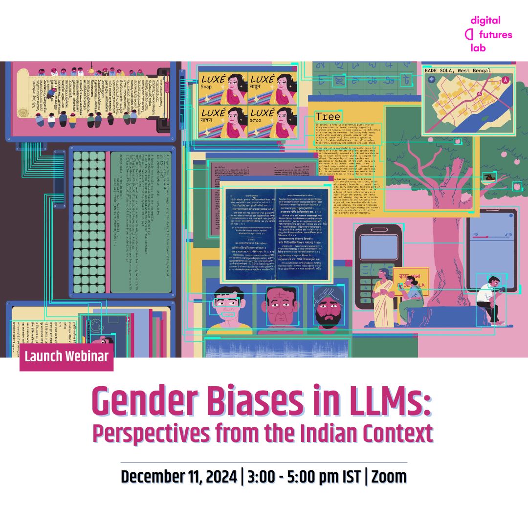 Karya speaks at DFL launch webinar on Gender Biases in Indian LLMs alongside Abhishek Singh (MEITY), Saurabh Karn (Sarvam) and Dr. Kalika Bali (Microsoft Research)
